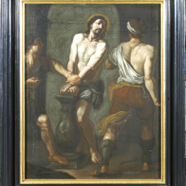 Bičování Krista, olej na plátně, 1. polovina 17. století, 94 x 69 cm. Bičování Krista, olej na plátně, 1. polovina 17. století, 94 x 69 cm.
