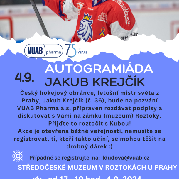 Autogramiáda Jakuba Krejčíka na zámku v Roztokách Autogramiáda Jakuba Krejčíka na zámku v Roztokách