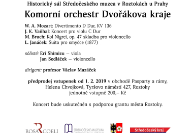 Koncert Komorního orchestru Dvořákova kraje ve Středočeském muzeu v Roztokách u Prahy